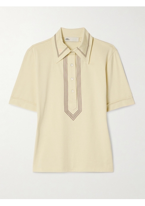 TORY SPORT - Embroidered Printed Cotton-jersey Polo Shirt - Cream - x small,small,medium,large,x large