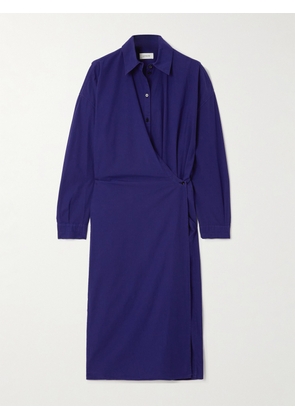 LEMAIRE - Wrap-effect Draped Cotton-poplin Midi Shirt Dress - Blue - FR34,FR36,FR38,FR40,FR42,FR44