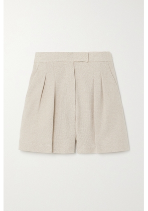 Max Mara - Jessica Pleated Cotton Shorts - Neutrals - UK 4,UK 6,UK 8,UK 10,UK 12,UK 14,UK 16,UK 18