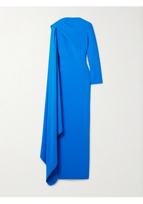 Solace London - Lydia Asymmetric Draped Crepe Gown - Blue - UK 4,UK 6,UK 8,UK 10,UK 12,UK 14,UK 16