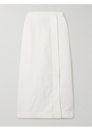 Alex Mill - Linen, Tencel™ Lyocell And Cotton-blend Twill Midi Wrap Skirt - Ecru - x small,small,medium,large
