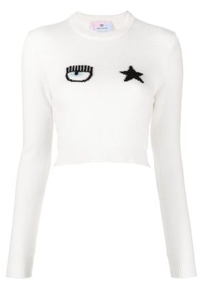 Chiara Ferragni logo-embroidered knitted jumper - White