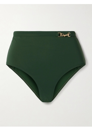 Tory Burch - Belted Embellished Bikini Briefs - Green - x small,small,medium,large