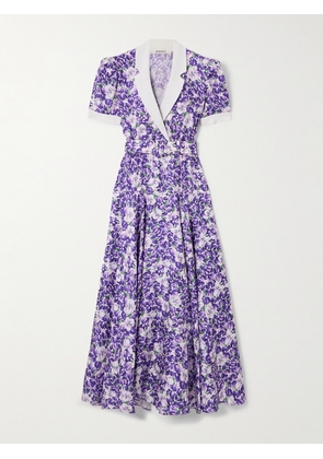 Rodarte - Belted Floral-print Silk-twill Midi Dress - Purple - US0,US2,US4,US6