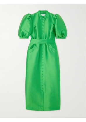 DESTREE - Amoako Belted Faille Midi Dress - Green - small,medium,large