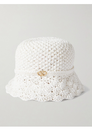 Valentino Garavani - Embellished Crocheted Bucket Hat - White - S/M,M/L