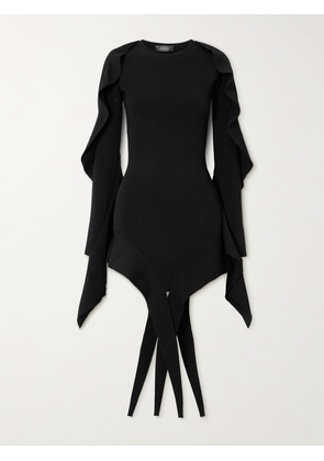 Mugler - Asymmetric Stretch-knit Mini Dress - Black - x small,small,medium,large,x large