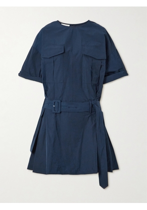 Dries Van Noten - Belted Pleated Poplin Mini Dress - Blue - FR34,FR36,FR38,FR40,FR42,FR44