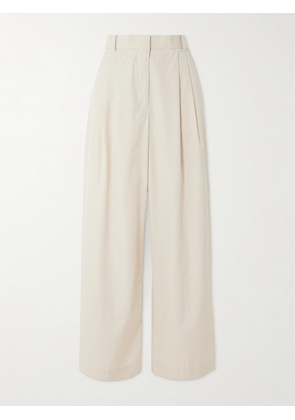 RÓHE - Pleated Cotton Wide-leg Pants - Neutrals - FR34,FR36,FR38,FR40,FR42,FR44