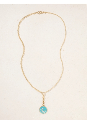 Foundrae - Aqua Crescent 18-karat Gold, Diamond And Enamel Necklace - One size