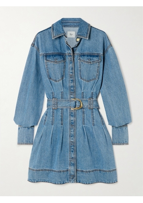 Aje - Aradia Belted Denim Mini Shirt Dress - Blue - UK 4,UK 6,UK 8,UK 10,UK 12,UK 14,UK 16
