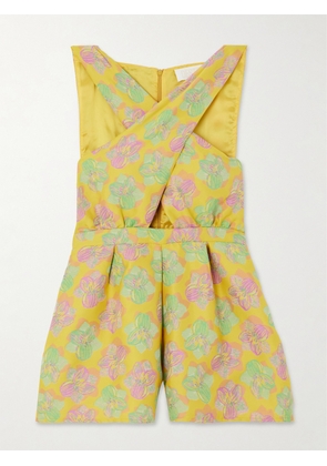 DESTREE - Louis Floral-jacquard Playsuit - Yellow - x small,small,medium,large