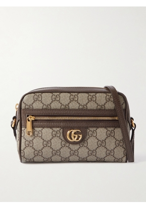 Gucci - Ophidia Leather-trimmed Printed Coated-canvas Shoulder Bag - Neutrals - One size