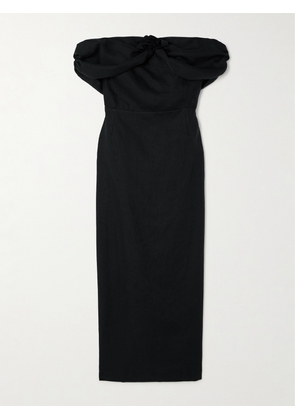 BERNADETTE - Serena Off-the-shoulder Appliquéd Linen Maxi Dress - Black - FR34,FR36,FR38,FR40,FR42,FR44