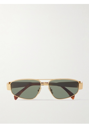CELINE Eyewear - Triomphe Aviator-style Gold-tone And Tortoiseshell Acetate Sunglasses - One size