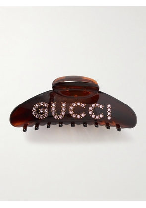 Gucci - Crystal-embellished Resin Hair Clip - Brown - One size