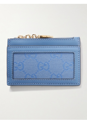 Gucci - Luce Embellished Textured-leather And Canvas-jacquard Cardholder - Blue - One size