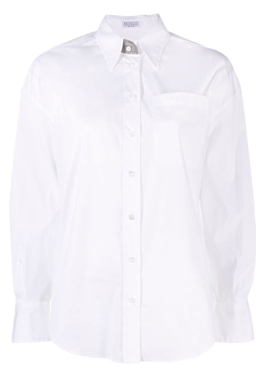 Brunello Cucinelli Monili-embellished long-sleeve shirt - White