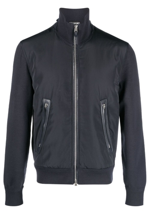 TOM FORD zip-up wool bomber jacket - Blue