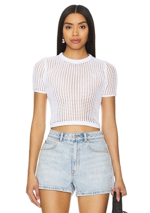 Alexander Wang Cropped Knit Crewneck Tee in White. Size M, XL.