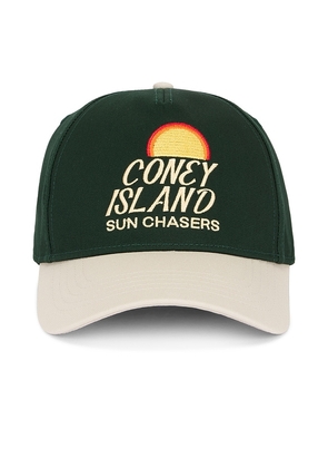 Coney Island Picnic Sun Chasers Curved Snapback in Dark Green.