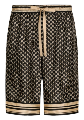 Dolce & Gabbana monogram-pattern print silk shorts - Black