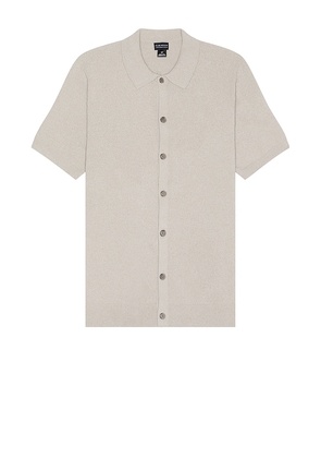 Club Monaco Short Sleeve Micro Boucle Shirt in Grey. Size M, S, XL/1X.