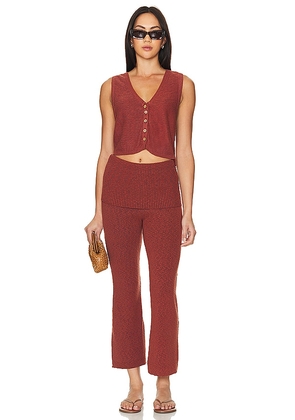 Free People x free-est Ruby Sweater Pant Set in Rust, Burgundy. Size M, S, XL, XS.