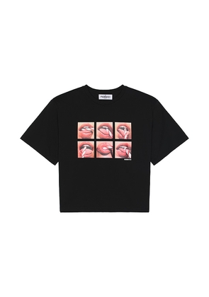 FIORUCCI Mouth Print Padded T-Shirt in Black. Size M, S, XL.