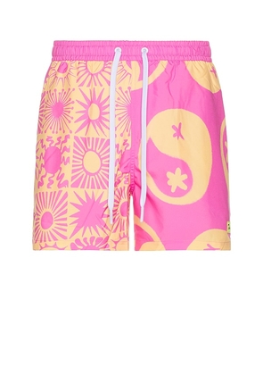 Duvin Design Sunburst Swim Short in Pink. Size M, S, XL/1X.