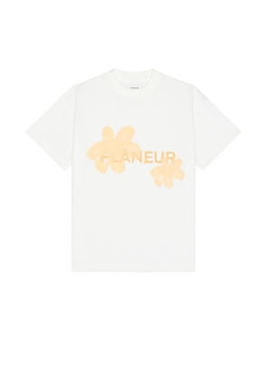 FLANEUR Floral Watercolor T-Shirt in White. Size M, S, XL/1X.