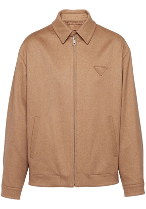Prada triangle-logo blouson jacket - Brown