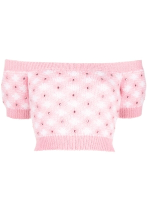 Alessandra Rich vichy-print knitted top - Pink