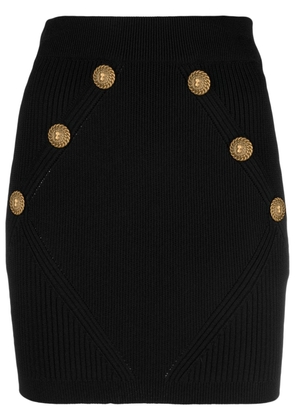 Balmain buttoned-embossed knit miniskirt - Black
