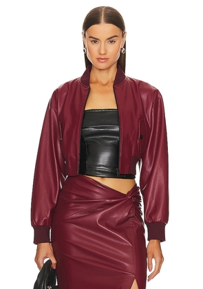 LAMARQUE Evelin Bomber Jacket in Burgundy. Size M, XS.