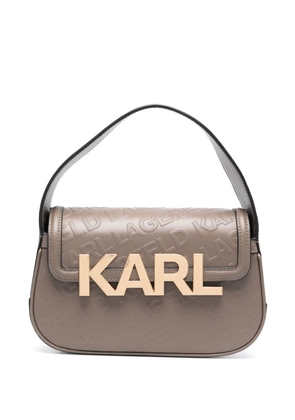 Karl Lagerfeld logo-embossed leather tote bag - Brown