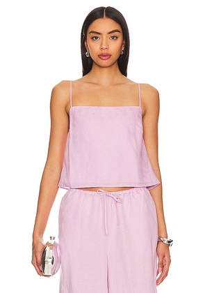 onia Air Linen Square Neck Tank in Pink. Size S, XS.