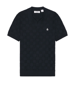 Original Penguin Jacquard Sweater Polo in Navy. Size M, S, XL/1X.