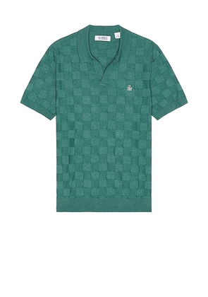 Original Penguin Jacquard Sweater Polo in Teal. Size M, S, XL/1X.