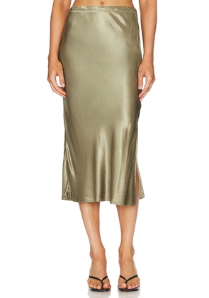 LA Made Doris Slip Skirt in Sage. Size L, S, XL/1X, XS.