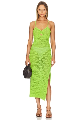 NICHOLAS Elora Twist Front Midi Dress in Green. Size M, S, XL, XS.