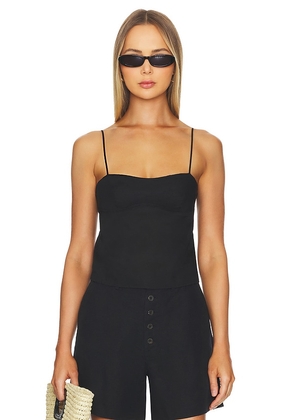 onia Air Linen Open Back Top in Black. Size 00.