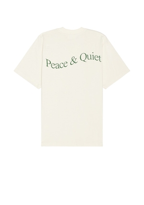 Museum of Peace and Quiet Wordmark T-Shirt in Cream. Size M, S, XL/1X, XS.