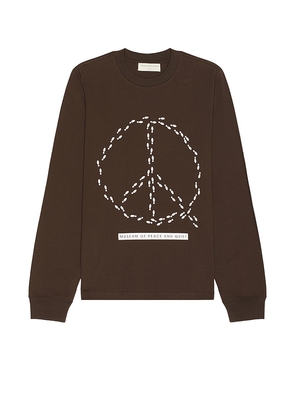 Museum of Peace and Quiet Peaceful Path Long Sleeve Shirt in Brown. Size M, S, XL/1X, XS.