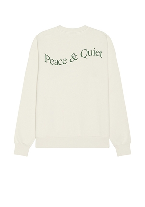 Museum of Peace and Quiet Wordmark Crewneck in Cream. Size M, S, XL/1X, XS.