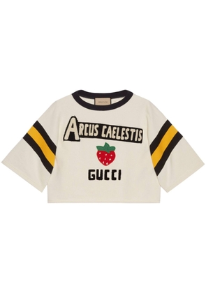 Gucci flocked-print cropped sweatshirt - White