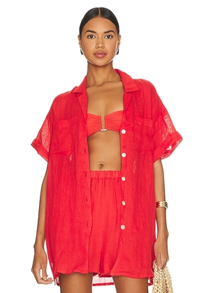 vitamin A Playa Pocket Blouse in Red. Size L, XS.