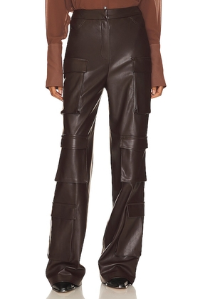SELMACILEK Faux Leather Wide Leg Cargo Pants in Chocolate. Size XS.