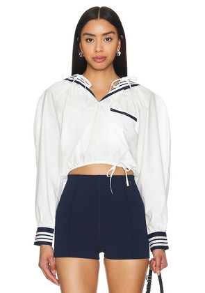 Yuhan Wang Sailor Blouse in White. Size L, S.