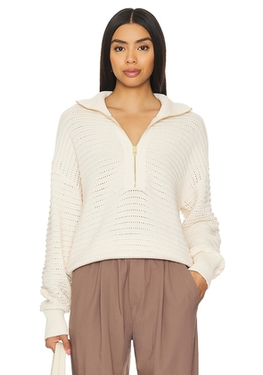 Varley Tara Half Zip Sweater in Cream. Size M, S, XL, XS, XXS.